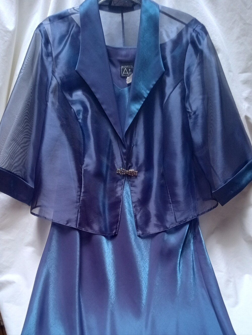 Alex Evenings Shimmery Navy and Purple Evening Dress & Jacket